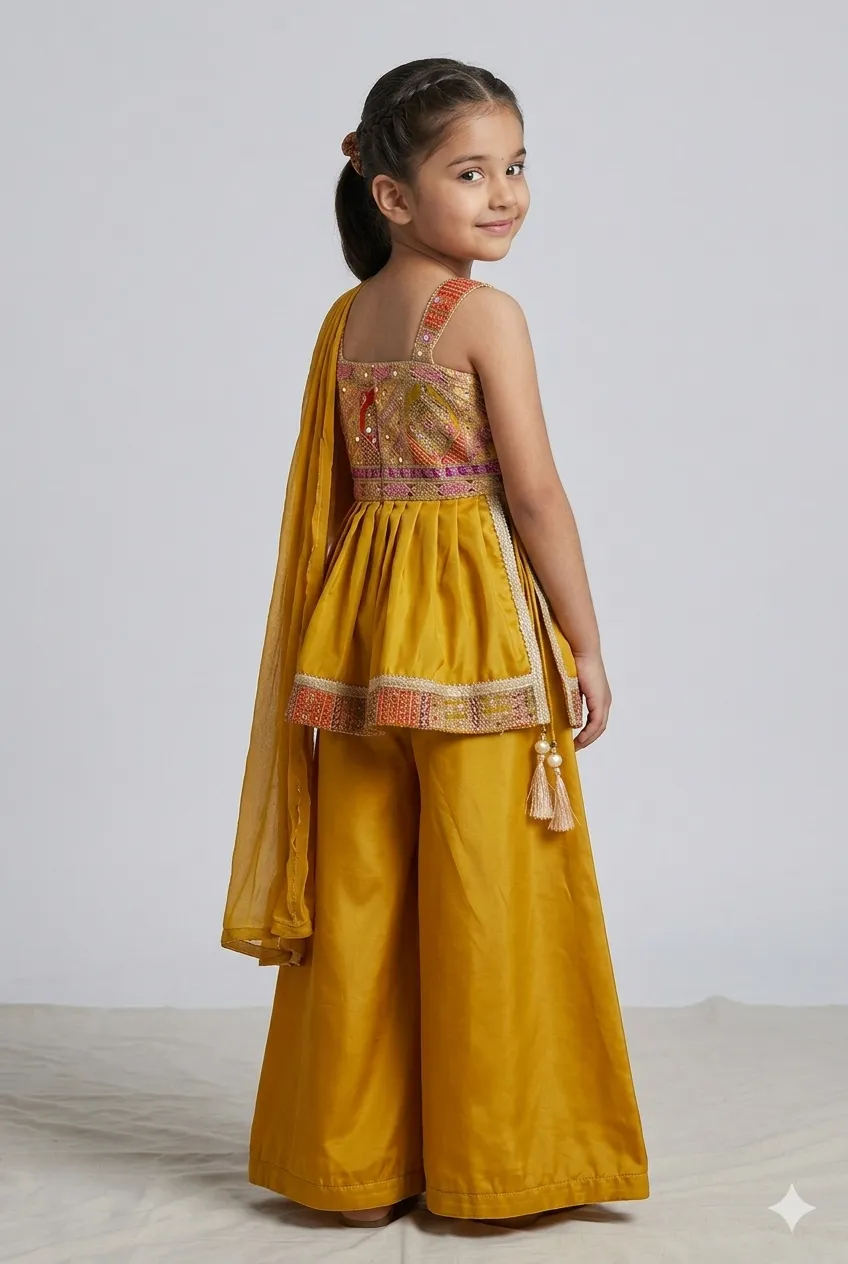 Yellow colour peplum