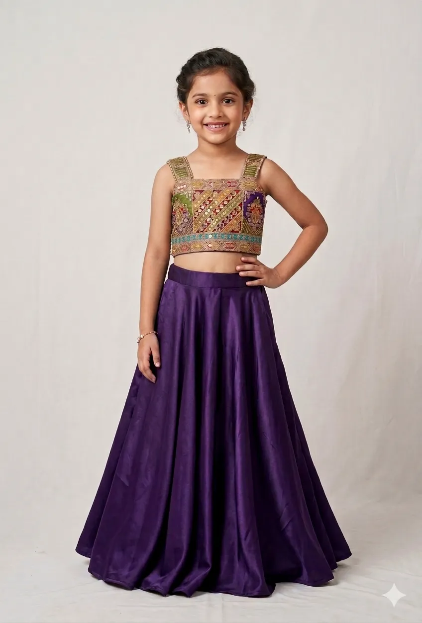 Royal Purple Embroidered Lehenga Choli Set (Copy)