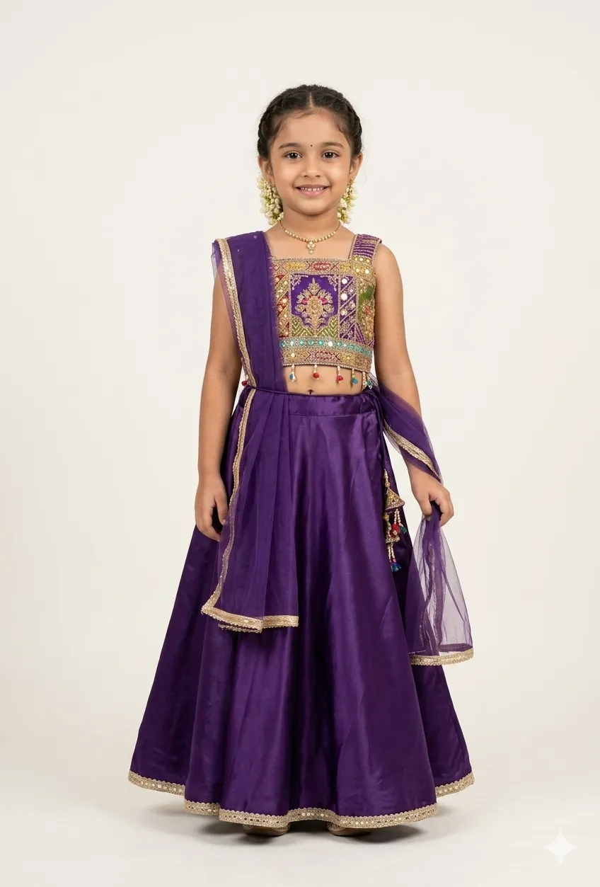 Royal Purple Embroidered Lehenga Choli Set (Copy)