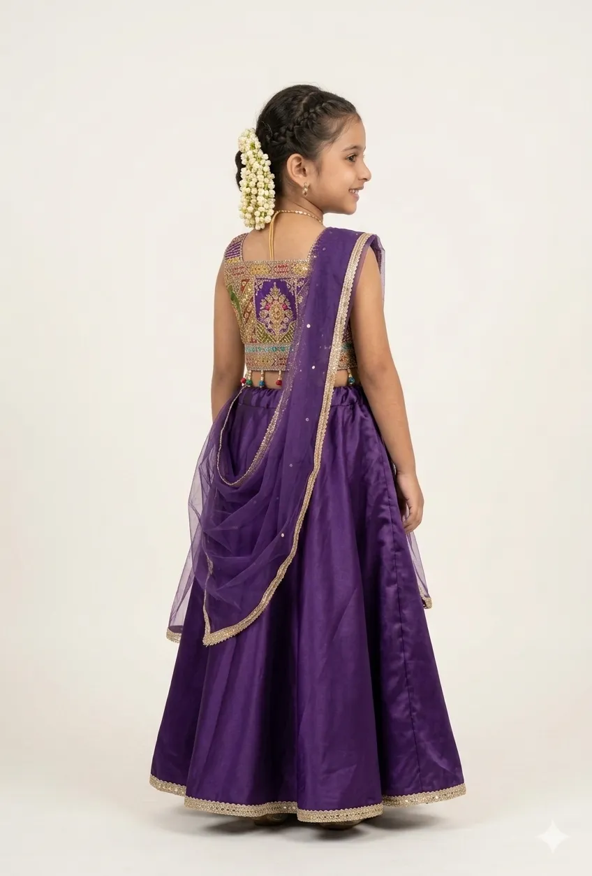 Royal Purple Embroidered Lehenga Choli Set (Copy)
