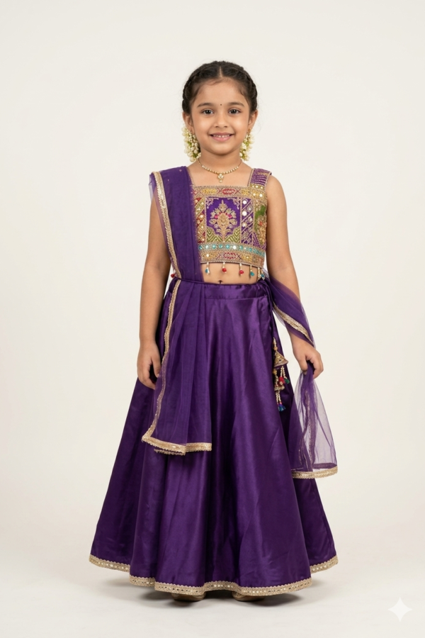 Royal Purple Embroidered Lehenga Choli Set